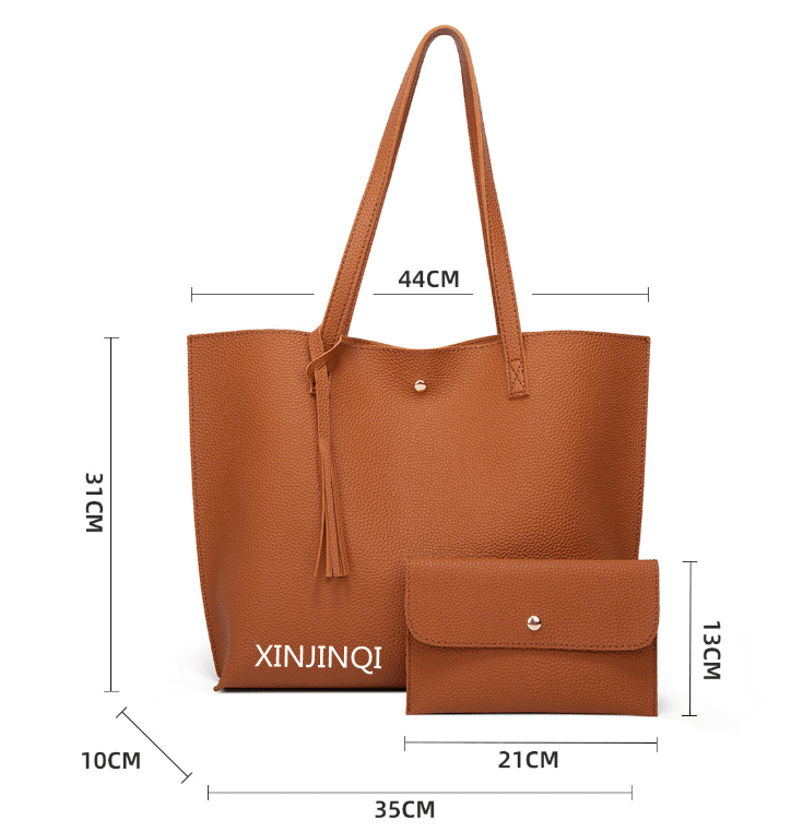 Sac fourre-tout en cuir PU pour femme avec bracelet  