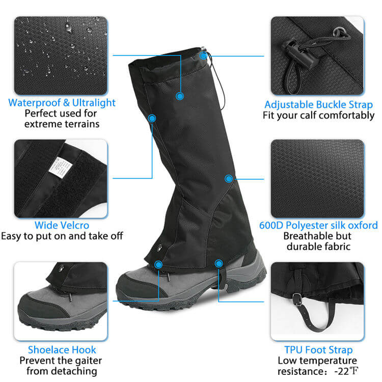 Guêtres de bottes de neige ajustables