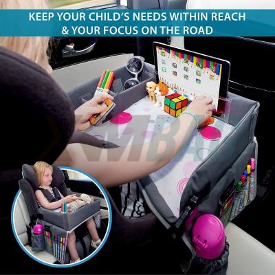 Plateaux de voiture pour enfants imperméables en polyester/PVC avec porte-tablettes
