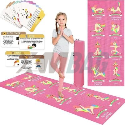 Ensembles de tapis d'exercice de yoga antidérapants amusants pour enfants en PVC
